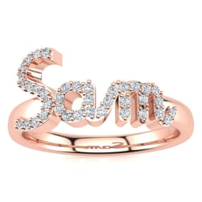 Personalized Diamond Name Ring In 14K Rose Gold - 3 Letters, 1/5cttw