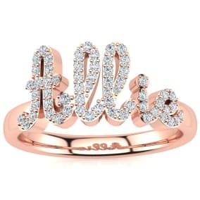 Personalized Diamond Name Ring In 14K Rose Gold - 5 Letters, 1/3cttw