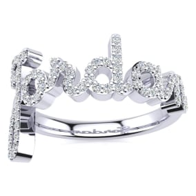 Personalized Natural Diamond Name Ring In 14K White Gold - 6 Letters, 3/8cttw
