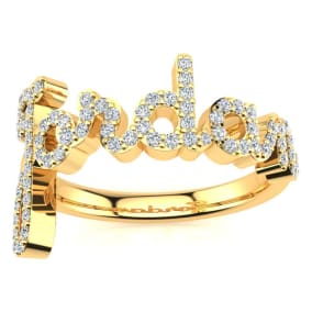 Personalized Natural Diamond Name Ring In 14K Yellow Gold - 6 Letters, 3/8cttw