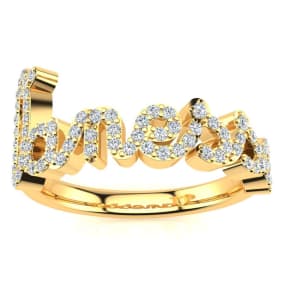 Personalized Natural Diamond Name Ring In 14K Yellow Gold - 7 Letters, 3/8cttw