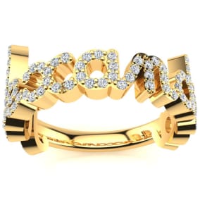 Personalized Diamond Name Ring In 14K Yellow Gold - 9 Letters, 0.60cttw