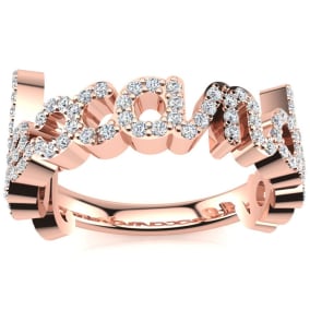 Personalized Diamond Name Ring In 14K Rose Gold - 9 Letters, 0.60cttw