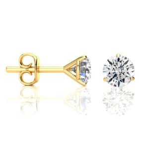 1.65 Carat Natural Colorless Diamond Stud Earrings in 14 Karat Yellow Gold Martini Setting