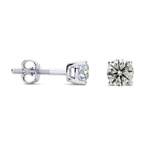 Nearly 3/4 Carat Diamond Stud Earrings In 14 Karat White Gold Long Post Earrings