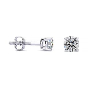 0.28 Carat Colorless Diamond Earrings In 14 Karat White Gold Long Post Earrings