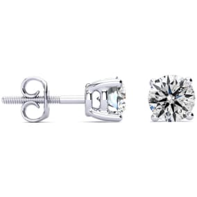 1 1/2 Carat Colorless Diamond Stud Earrings In 14 Karat White Gold Long Post Earrings