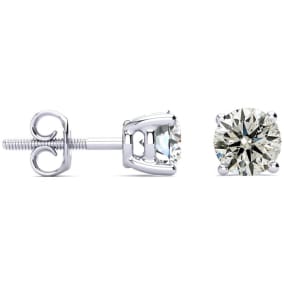 1 1/4 Carat Diamond Stud Earrings In 14 Karat White Gold Long Post Earrings