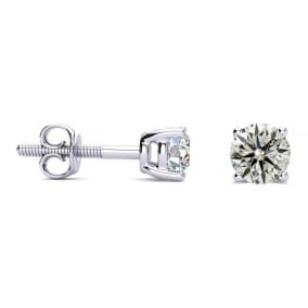 1/2 Carat Diamond Stud Earrings In 14 Karat White Gold Long Post Earrings