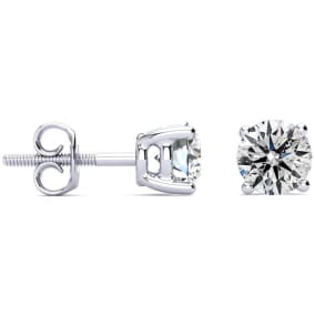 1 1/4 Carat Natural Colorless Diamond Earrings In 14 Karat White Gold Long Post Earrings