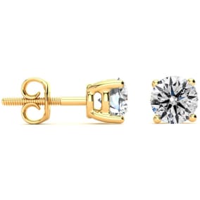 1.30 Carat Natural Colorless Diamond Earrings In 14 Karat Yellow Gold Long Post Earrings