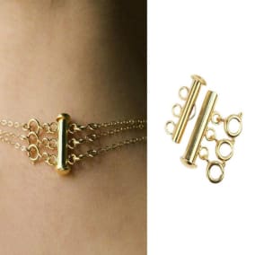 Yellow Gold Tone Layer Necklace Clasp For Up To 3 Necklaces!