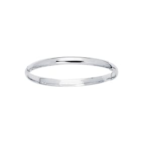 14 Karat White Gold Kids Bangle Bracelet, 5 1/2 Inches