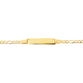 14 Karat Yellow Gold Kids ID Link Bracelet, 6 Inches