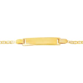 14 Karat Yellow Gold Kids ID Mariner Link Bracelet, 6 Inches