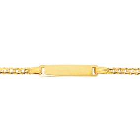 14 Karat Yellow Gold Kids ID Curb Link Bracelet, 6 Inches