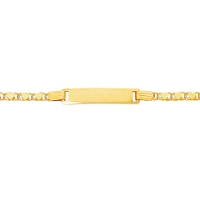 14 Karat Yellow Gold Kids Heart Chain ID Bracelet, 6 Inches