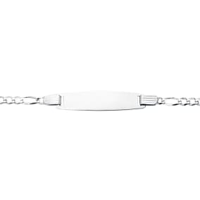 14 Karat White Gold Kids ID Link Bracelet, 6 Inches