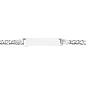 14 Karat White Gold Kids ID Curb Link Bracelet, 6 Inches