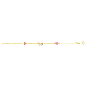 14 Karat Yellow Gold Kids Unicorn Bracelet, 5 1/2 Inches