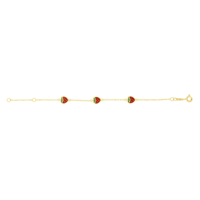 14 Karat Yellow Gold Kids Strawberry Bracelet, 5 1/2 Inches