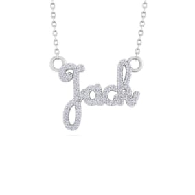 Personalized Natural Diamond Name Necklace In 14K White Gold - 4 Letters, 1/4cttw