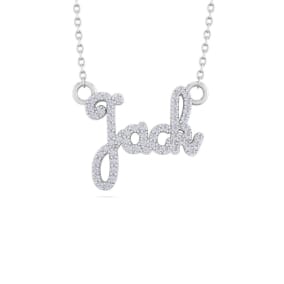 Personalized Diamond Name Necklace In 14K White Gold - 4 Letters, 1/4cttw