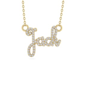 Personalized Natural Diamond Name Necklace In 14K Yellow Gold - 4 Letters, 1/4cttw