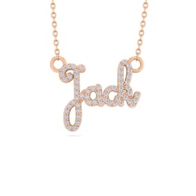 Personalized Diamond Name Necklace In 14K Rose Gold - 4 Letters, 1/4cttw