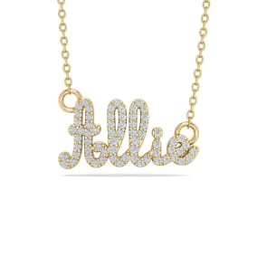 Personalized Diamond Name Necklace In 14K Yellow Gold - 5 Letters, 1/3cttw