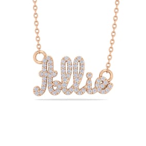 Personalized Diamond Name Necklace In 14K Rose Gold - 5 Letters, 1/3cttw