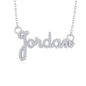 Personalized Diamond Name Necklace In 14K White Gold - 6 Letters, 3/8cttw