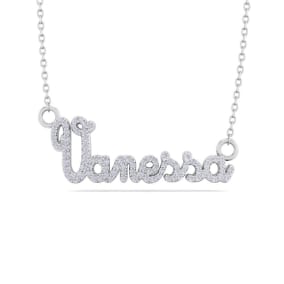 Personalized Diamond Name Necklace In 14K White Gold - 7 Letters, 3/8cttw