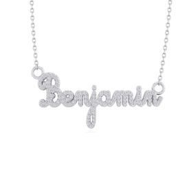 Personalized Diamond Name Necklace In 14K White Gold - 8 Letters, 1/2cttw