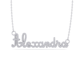 Personalized Diamond Name Necklace In 14K White Gold - 9 Letters, 0.60cttw