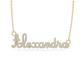 Personalized Diamond Name Necklace In 14K Yellow Gold - 9 Letters, 0.60cttw