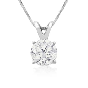 75 Point Colorless Diamond Solitaire Necklace In 14K White Gold, Genuine Earth-Mined Diamond.  Fantastic Deal for a Colorless Diamond!