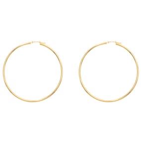 14 Karat Yellow Gold Large Hoop Earrings, 2 1/2 Inches