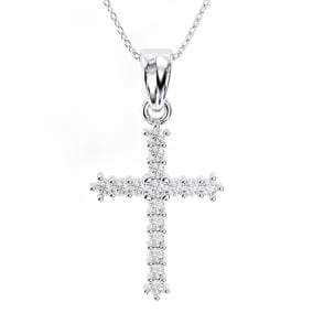 Classic 1/4ct Natural Diamond Cross Pendant in 10k White Gold