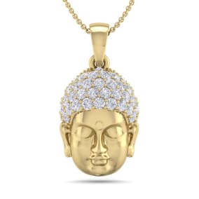 1/2 Carat Diamond Buddha Necklace In 14 Karat Yellow Gold, 18 Inches