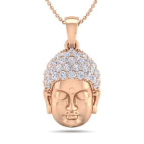 1/2 Carat Diamond Buddha Necklace In 14 Karat Rose Gold, 18 Inches