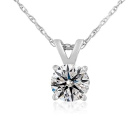 .55 Carat Colorless Diamond Solitaire Pendant in 14K White Gold with Free Chain. Limited Quantity of This Special Size.  Over 1/2 Carat!