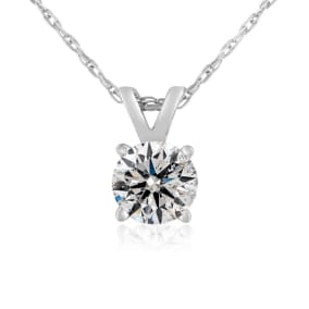 .55 Carat Natural Colorless Diamond Solitaire Pendant in 14K White Gold with Free Chain. Limited Quantity of This Special Size.  Over 1/2 Carat Natural!