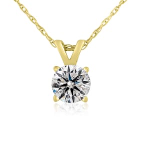 .55 Carat Colorless Diamond Solitaire Pendant in 14K Yellow Gold with Free Chain. Limited Quantity of This Special Size.  Over 1/2 Carat!