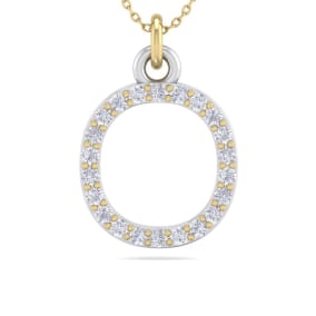Letter O Diamond Initial Necklace In 14 Karat Yellow Gold With 22 Diamonds