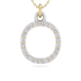 Letter O Diamond Initial Necklace In 14 Karat Yellow Gold With 22 Natural Diamonds
