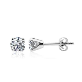 1.40 Carat Natural Colorless Diamond Stud Earrings In 14 Karat White Gold