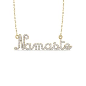 1/2 Carat Diamond Namaste Necklace In 14 Karat Yellow Gold, 16 Inches
