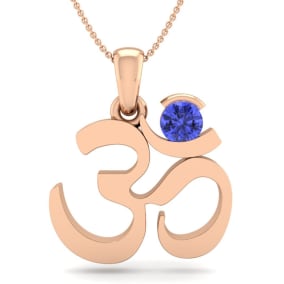 1/4 Carat Tanzanite Om Necklace In 14 Karat Rose Gold, 18 Inches