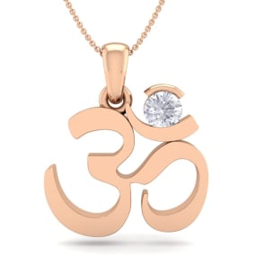 3/4 Carat Diamond Om Necklace In 14 Karat Rose Gold, 18 Inches